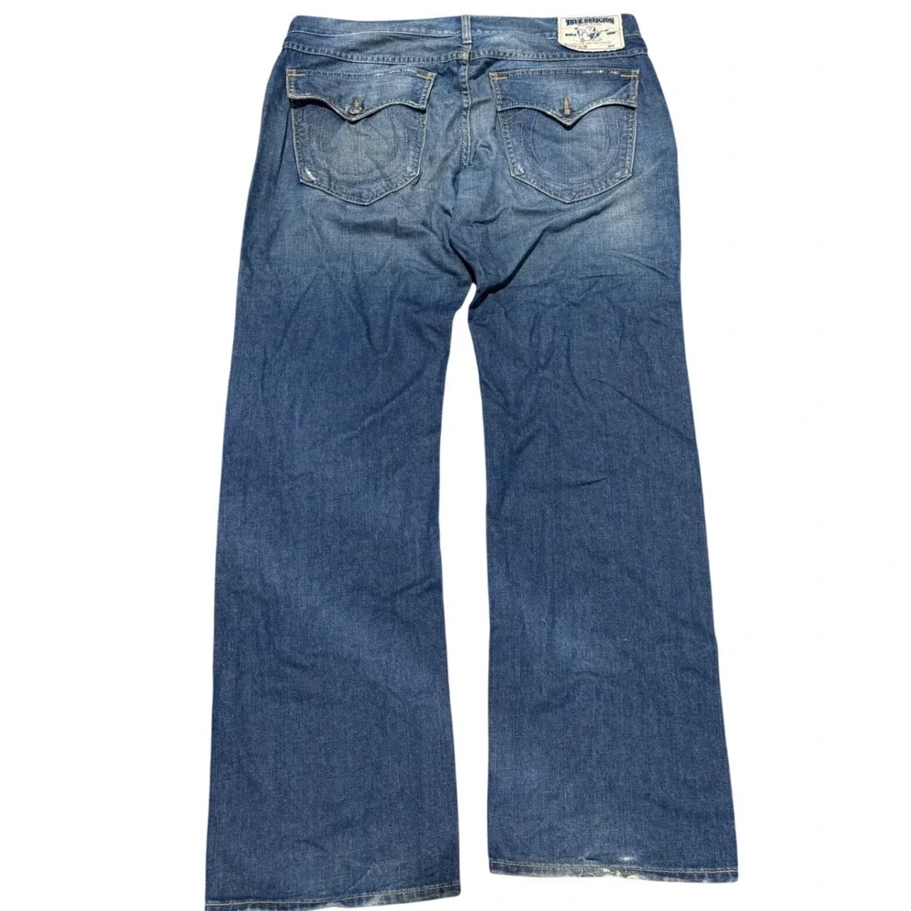 True Religion Slim Mens Blue Jeans Size 38 Made in USA Straight Leg Denim